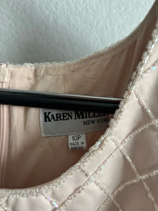 Vintage Karen Miller Elegant Cream Embellished Women's Cocktail or MOB Dress - Picture 2 of 6